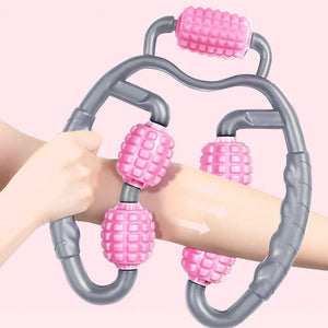 Pink And Gray Body Massager Roller Ring Yoga Column Thin Leg Fitness Equipment