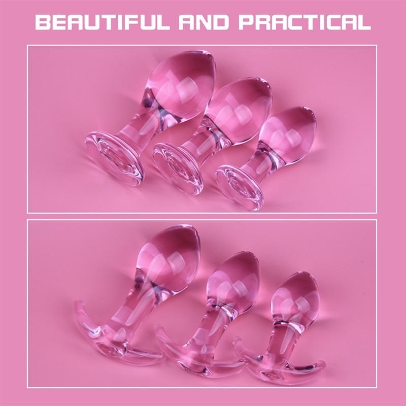 Beautiful Pink Glass Anal Butt Plugs Pretty Sex Toys