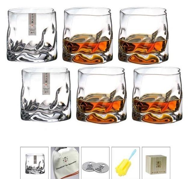 Japanese Crumpled Paper Whiskey Glass Barware Sets Father's Day Gift Idea