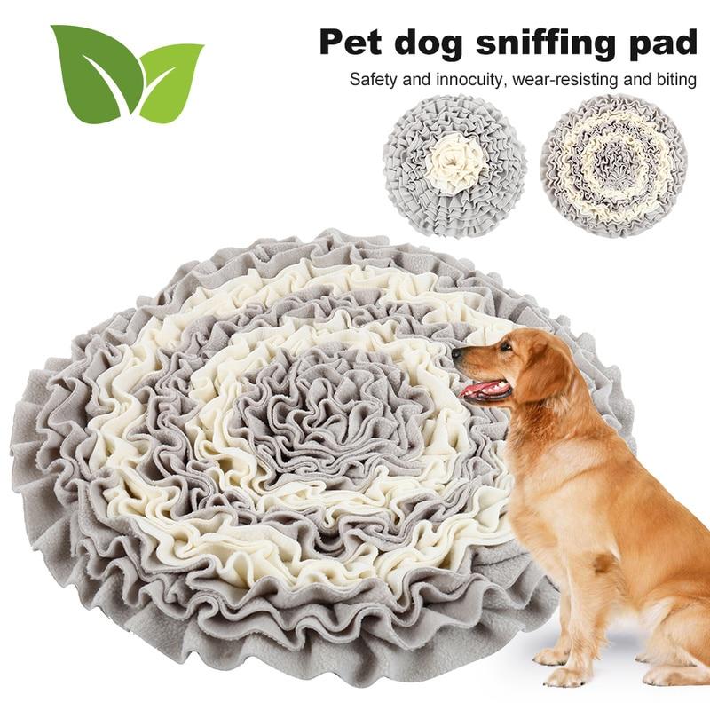 Grey Round Dog Snuffle Mat Pet Stress Reliever Boredom Buster Sniffing