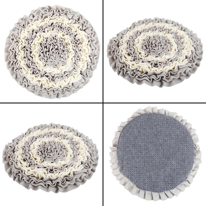 Grey Round Dog Snuffle Mat Pet Stress Reliever Boredom Buster Sniffing