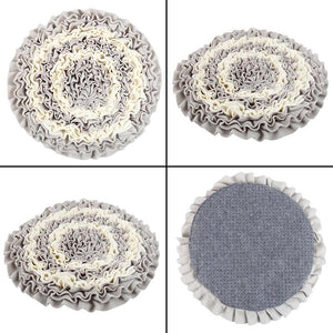 Grey Round Dog Snuffle Mat Pet Stress Reliever Boredom Buster Sniffing