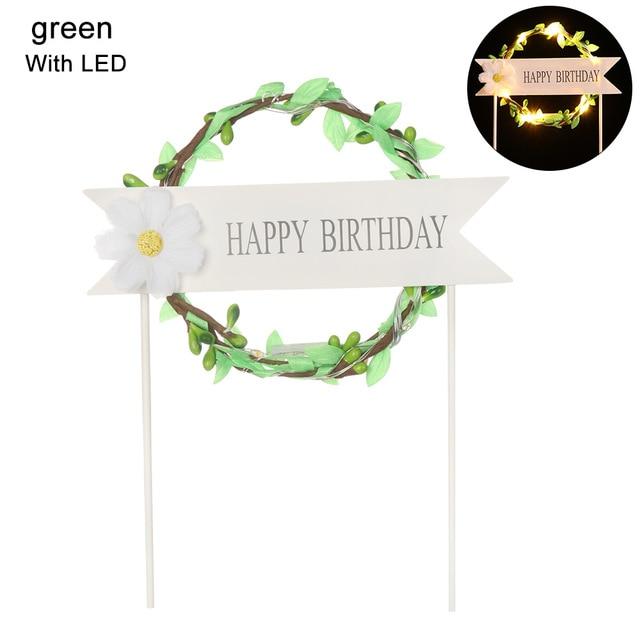 Led Heart Or Happy Birthday Cake Toppers Party Decorations Baking Supplies