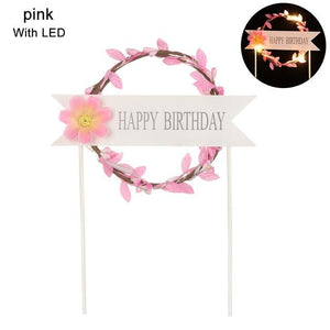 Led Heart Or Happy Birthday Cake Toppers Party Decorations Baking Supplies