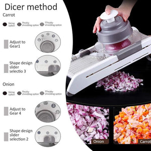 Adjustable Mandoline Manual Vegetable Slicer Shredder Grater With Stainless Steel Blades