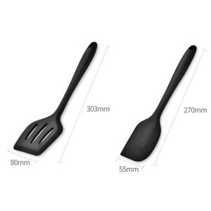 10Pcs Black Silicone Kitchen Utensils Set Bakeware Accessories