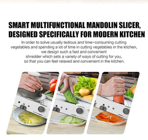 Adjustable Mandoline Manual Vegetable Slicer Shredder Grater With Stainless Steel Blades