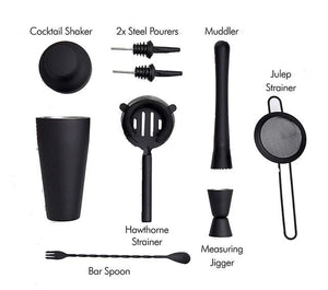 Stylish Matte Black 500Ml Stainless Steel Cocktail Shaker Set