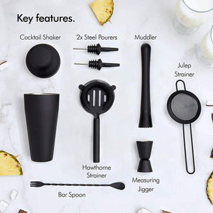 Stylish Matte Black 500Ml Stainless Steel Cocktail Shaker Set