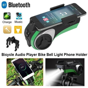 5 In 1 Bicycle Light Bluetooth Speaker Bell Phone Holder Bike Accessories