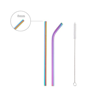 2Pcs Reusable Eco Friendly Stainless Steel Metal Milkshake Straws