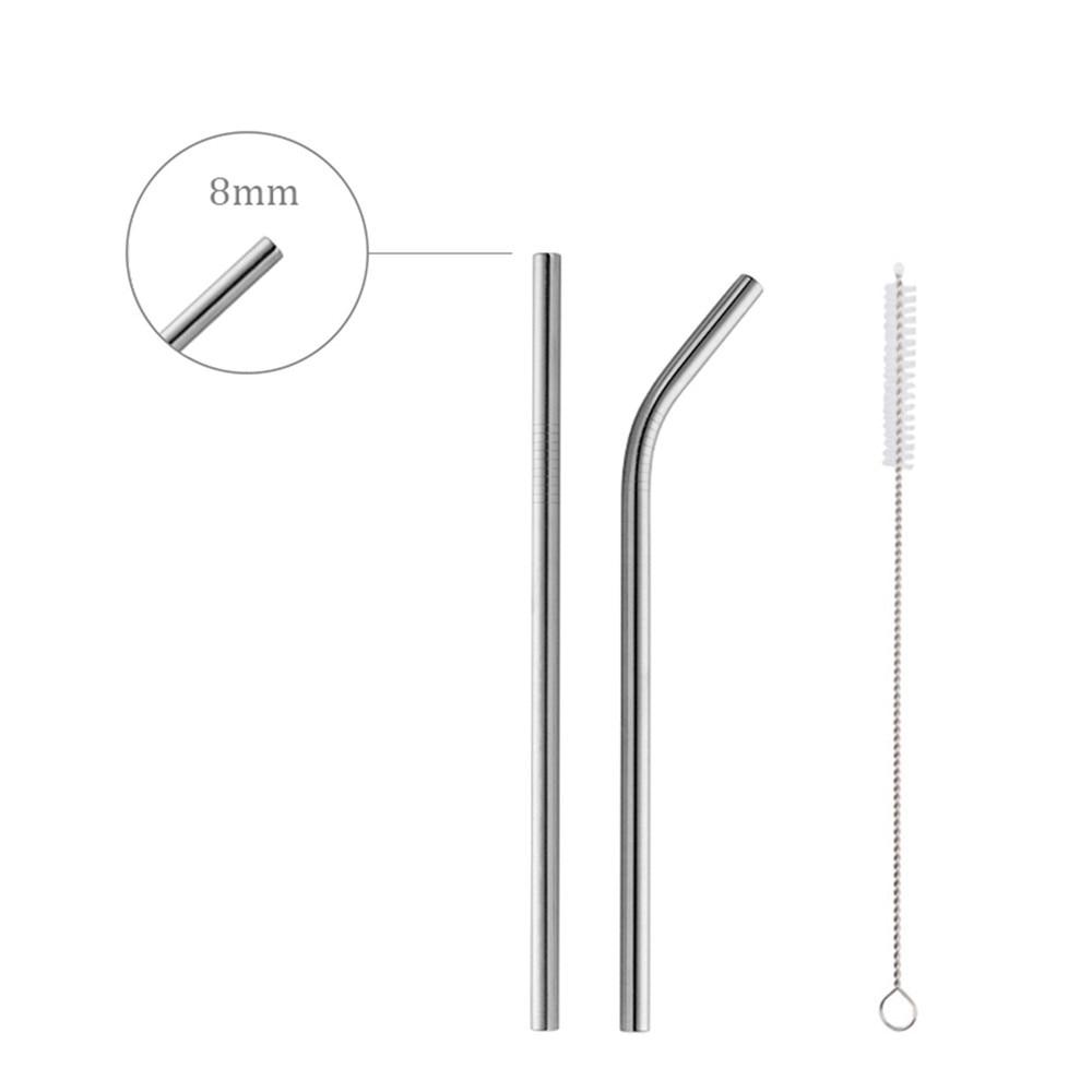 2Pcs Reusable Eco Friendly Stainless Steel Metal Milkshake Straws