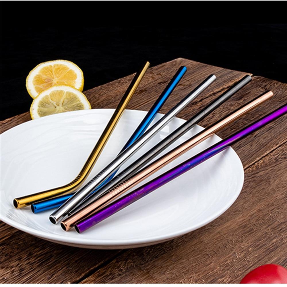 2Pcs Reusable Eco Friendly Stainless Steel Metal Milkshake Straws