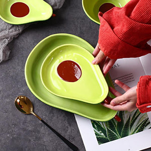 Cute Ceramic Avocado Shape Fruit Dessert Dish Bowl