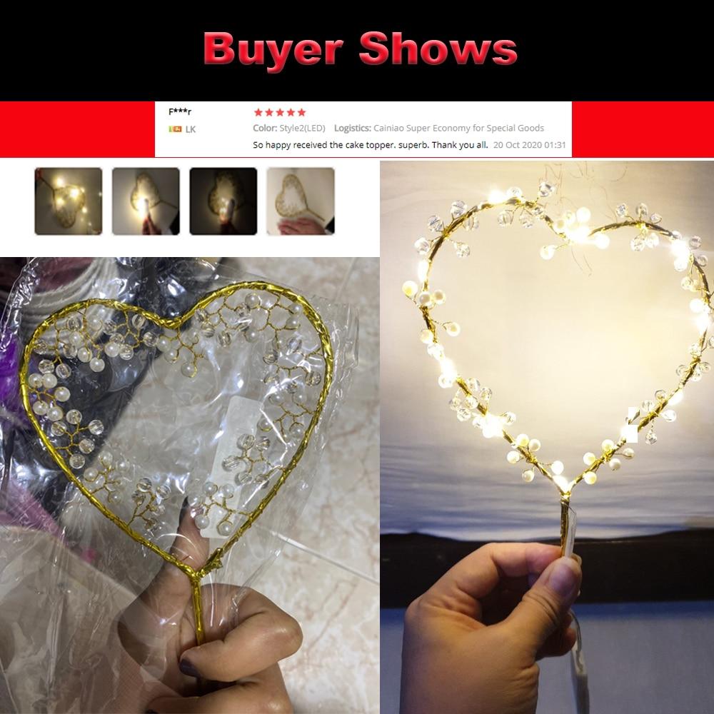 Led Heart Or Happy Birthday Cake Toppers Party Decorations Baking Supplies