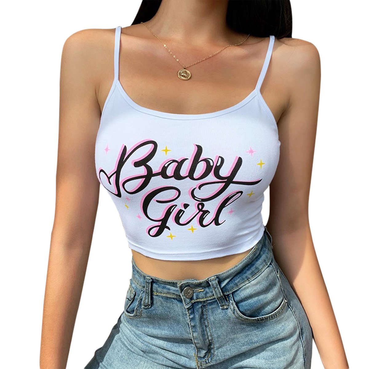 Sweet Baby Girl Starry Crop Tank Top For Women