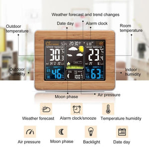 Digital Weather Station Wireless Sensor Lcd Display Alarm Clock Barometer Thermometer Hygrometer