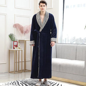 Long Warm Coral Fleece Plush Soft Winter Dressing Gown Men And Women