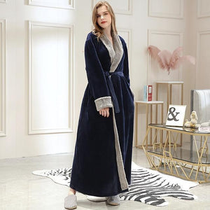 Long Warm Coral Fleece Plush Soft Winter Dressing Gown Men And Women