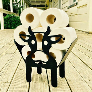 Metal Cow Toilet Holder Free Standing Bathroom Storage Home Decor