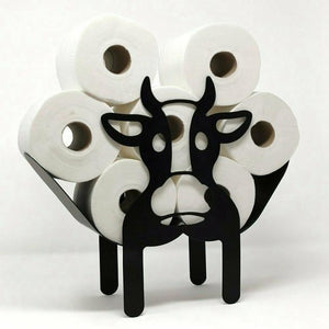 Metal Cow Toilet Holder Free Standing Bathroom Storage Home Decor