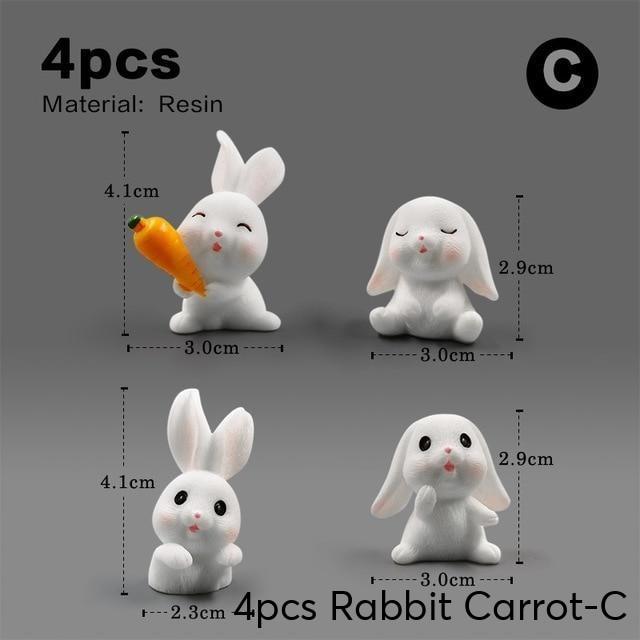 Mini Rabbit Resin Bunny Figurines Fairy Garden Micro Landscape Home Decorations