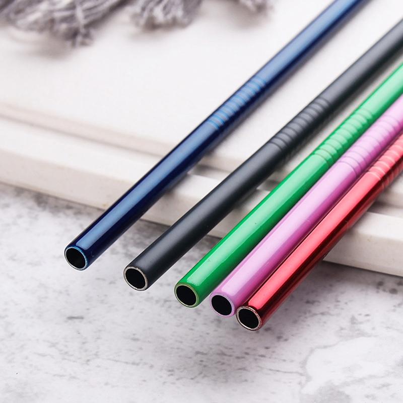 Reusable Rainbow Stainless Steel Straight Or Bent Metal Straws Party Supplies