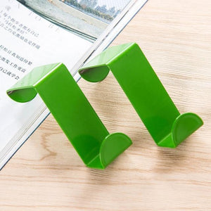 2Pcs Home Storage Stainless Steel Self Hanging Over Cabinet Door Hooks