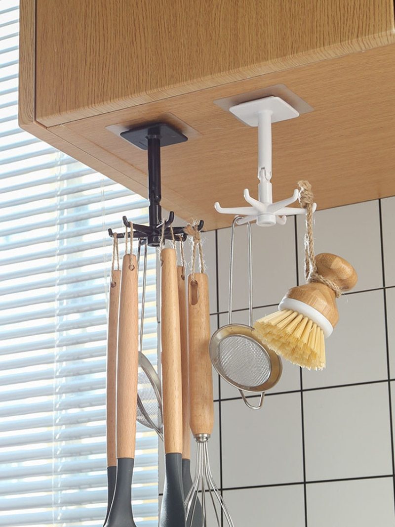 Multi Purpose Rotating Kitchen Hooks Hanging Utensil Rack Home Storage Organisation