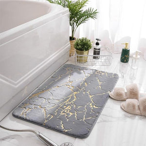 Non Slip Soft Thick Absorbent Marble Design Bathroom Mat