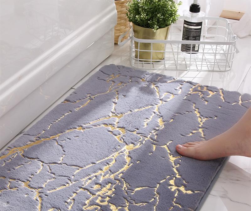 Non Slip Soft Thick Absorbent Marble Design Bathroom Mat