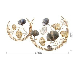 Modern Ginkgo Leaf Wall Hanging 3D Metal Sculpture Art Home Decor