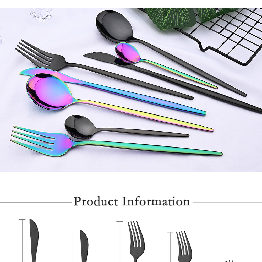 24Pcs Stainless Steel Cutlery Set Fork Knife Spoon Tableware Flatware