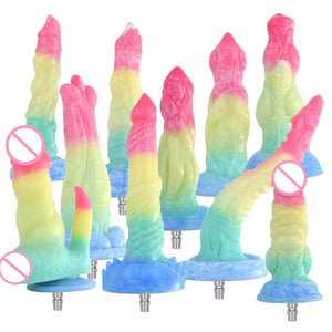 Colourful Rainbow Big Dildo Vac U Lock Attachments For Automatic Sex Machine
