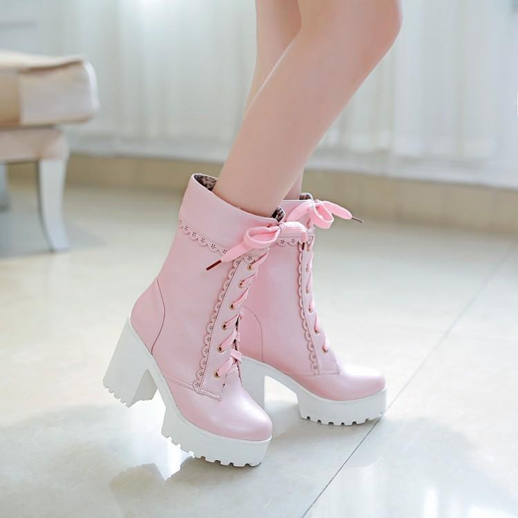 Chunky Lace Platform Lolita Boots