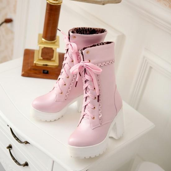 Chunky Lace Platform Lolita Boots