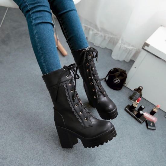 Chunky Lace Platform Lolita Boots