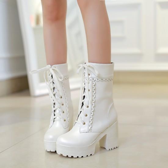 Chunky Lace Platform Lolita Boots