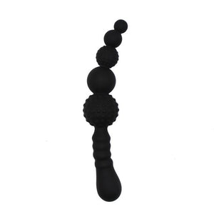 Black Flexible Dildo Silicone Butt Plug Anal Beads Double Ended