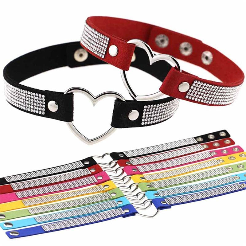House Of Dasein Heart Rhinestone Bdsm Collar Hollow Necklace Choker Bondage Restraints