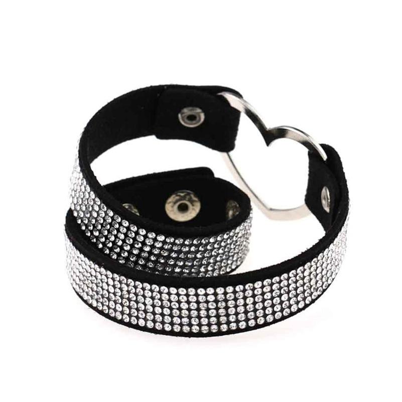 House Of Dasein Heart Rhinestone Bdsm Collar Hollow Necklace Choker Bondage Restraints