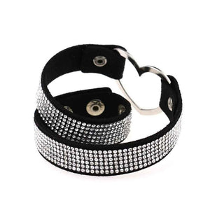 House Of Dasein Heart Rhinestone Bdsm Collar Hollow Necklace Choker Bondage Restraints