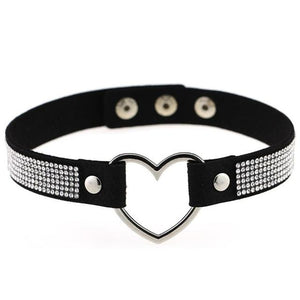 House Of Dasein Heart Rhinestone Bdsm Collar Hollow Necklace Choker Bondage Restraints