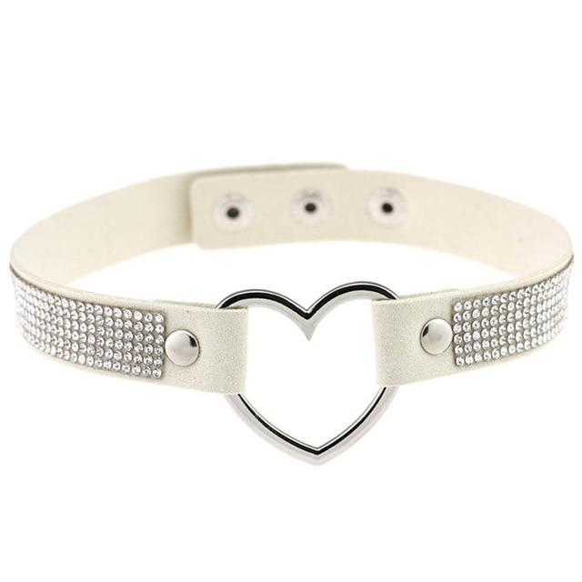 House Of Dasein Heart Rhinestone Bdsm Collar Hollow Necklace Choker Bondage Restraints