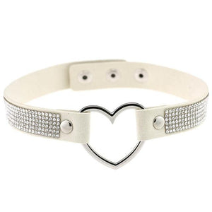 House Of Dasein Heart Rhinestone Bdsm Collar Hollow Necklace Choker Bondage Restraints