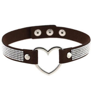 House Of Dasein Heart Rhinestone Bdsm Collar Hollow Necklace Choker Bondage Restraints