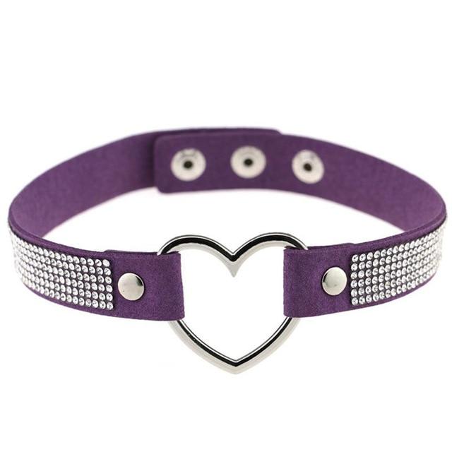 House Of Dasein Heart Rhinestone Bdsm Collar Hollow Necklace Choker Bondage Restraints