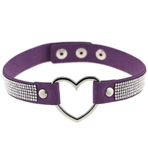 House Of Dasein Heart Rhinestone Bdsm Collar Hollow Necklace Choker Bondage Restraints