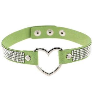 House Of Dasein Heart Rhinestone Bdsm Collar Hollow Necklace Choker Bondage Restraints