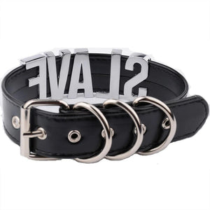 House Of Dasein Black Slave Collar With Gold Or Silver Letters Bdsm Bondage Restraints